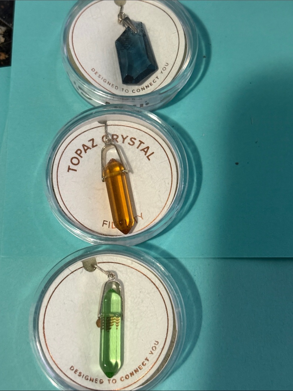 Topaz Crystal Phone Charm Pendant Green, Amber, Blue Pendant Lot Alex and Ani 2B